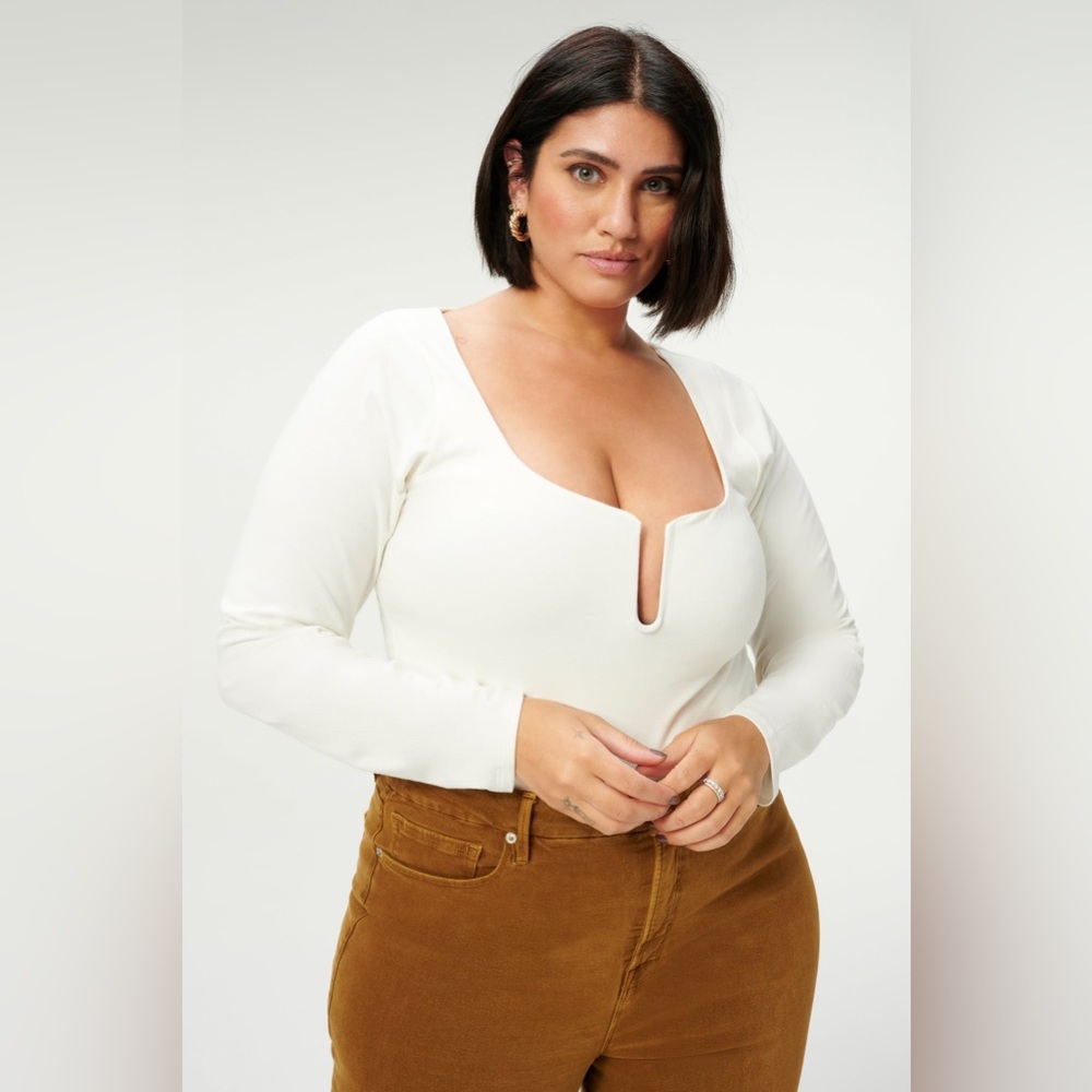 Good American STRETCH JERSEY U RING BODYSUIT in Ivory Size 2 NEW - Picture 8 of 16